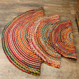 Round Jute and Recycled Cotton Rug - 120 cm